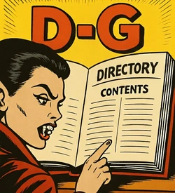 Femail vampire looking at directory for letters D - G