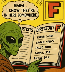 Logo For The Artists and Writers Section - Letter F