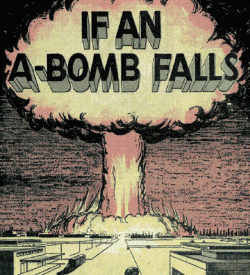 The cover for a pamphlet instructing what to do in the case of a nuclear explosion