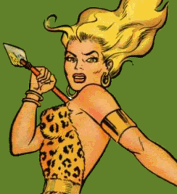 Sheena about to throw a spear