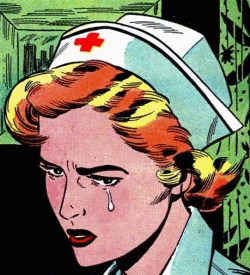 A nurse crying