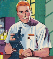 A doctor with a microscope