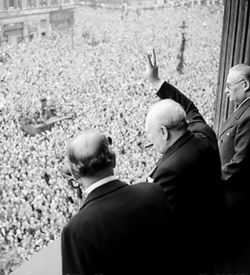 Churchill celebrating VE day