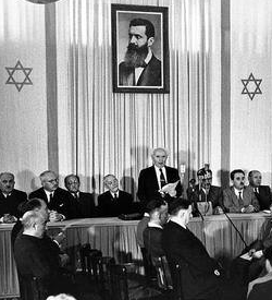 David Ben Gurion declaring the State of Israel