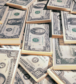 A stack of dollar bills