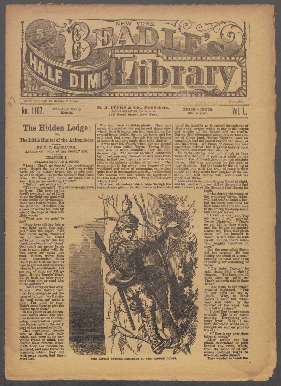 Book Cover For Beadle's Half Dime Library 1167 - Hidden Lodge