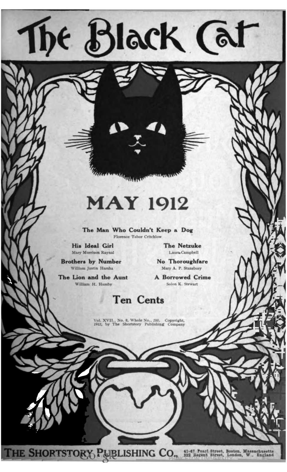 Book Cover For The Black Cat v17 8 - The Man Who Couldn’t Keep a Dog - Florence Tabor Critchlow
