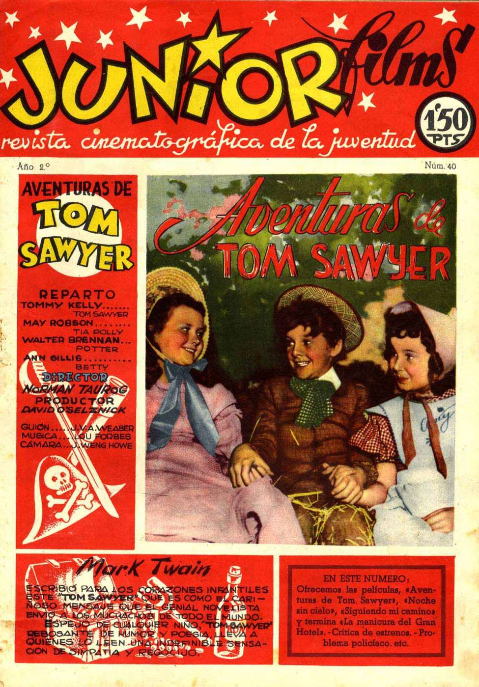 Book Cover For Junior Films 40 Aventuras de Tom Sawyer