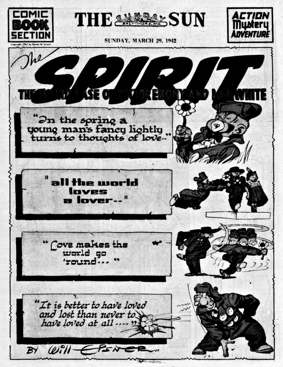 Comic Book Cover For The Spirit (1942-03-29) - Baltimore Sun (b/w) - Version 1