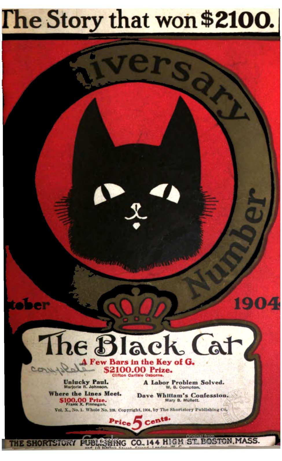 Book Cover For The Black Cat v10 1 - A Few Bars in the Key of G - Clifton Carlisle Osborne