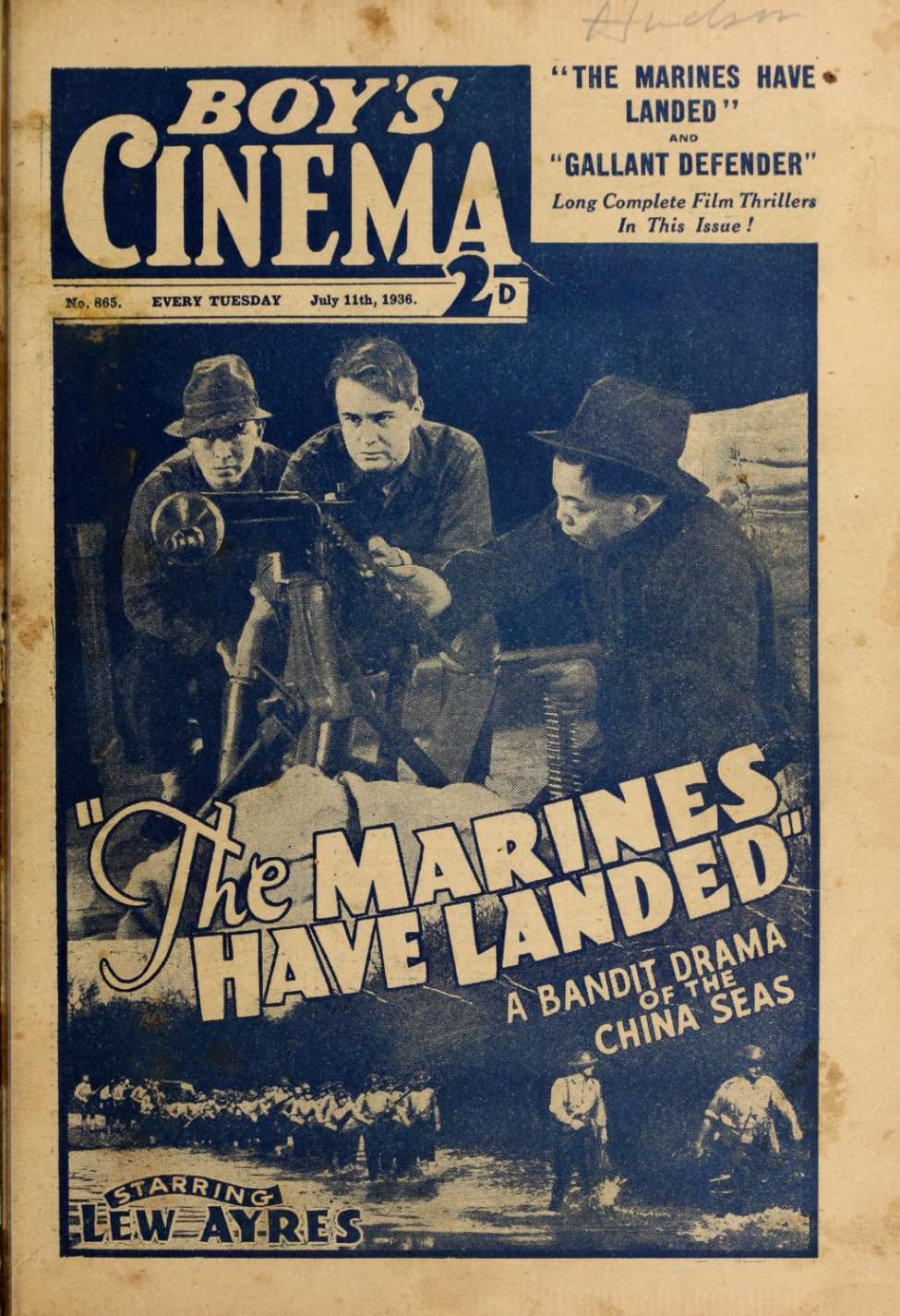 Comic Book Cover For Boy's Cinema 865 - The Marines Have Landed - Lew Ayres