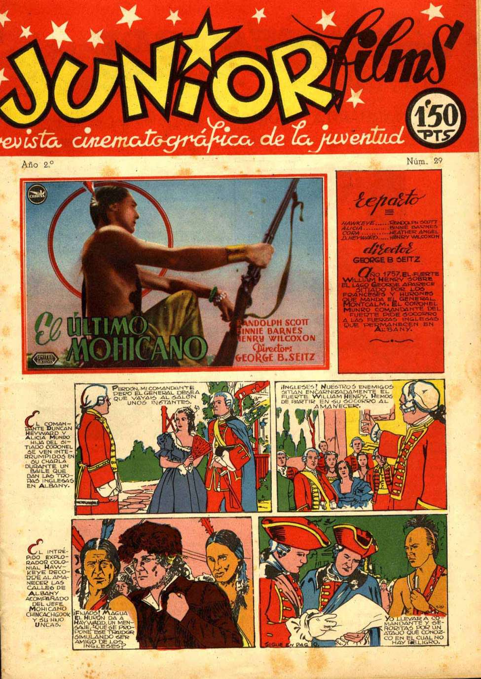 Comic Book Cover For Junior Films 29 El último mohicano