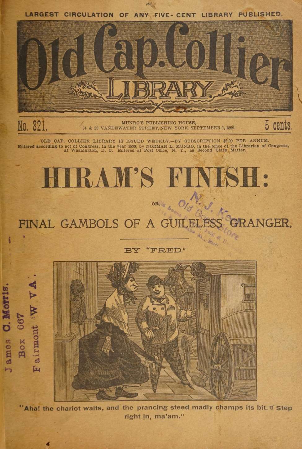Book Cover For Old Cap. Collier 821 - Hiram's Finish