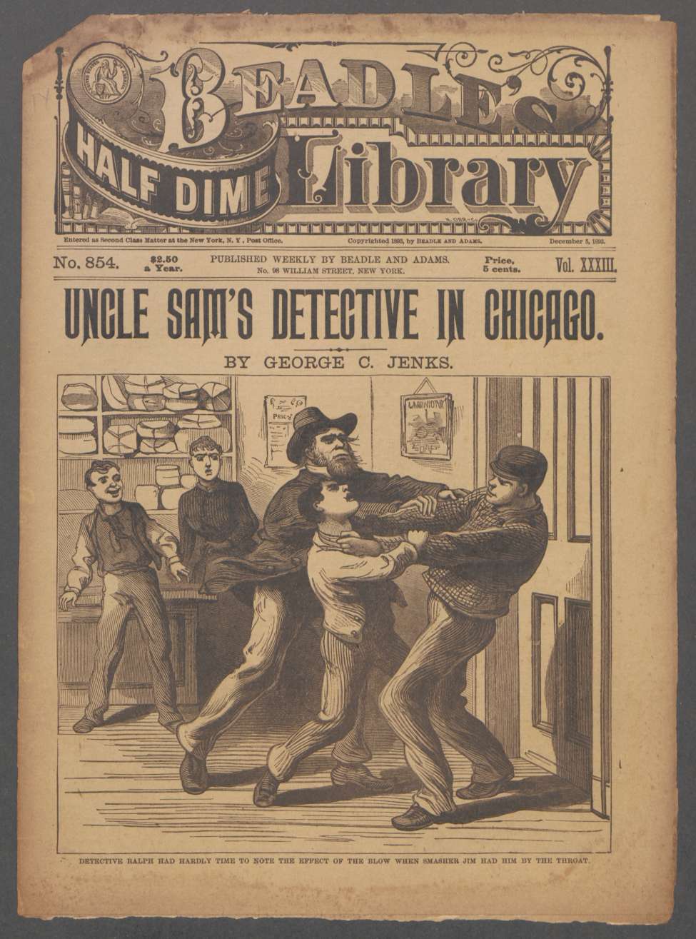 Book Cover For Beadle's Half Dime Library 854 - Uncle Sam's Detective on Chicago