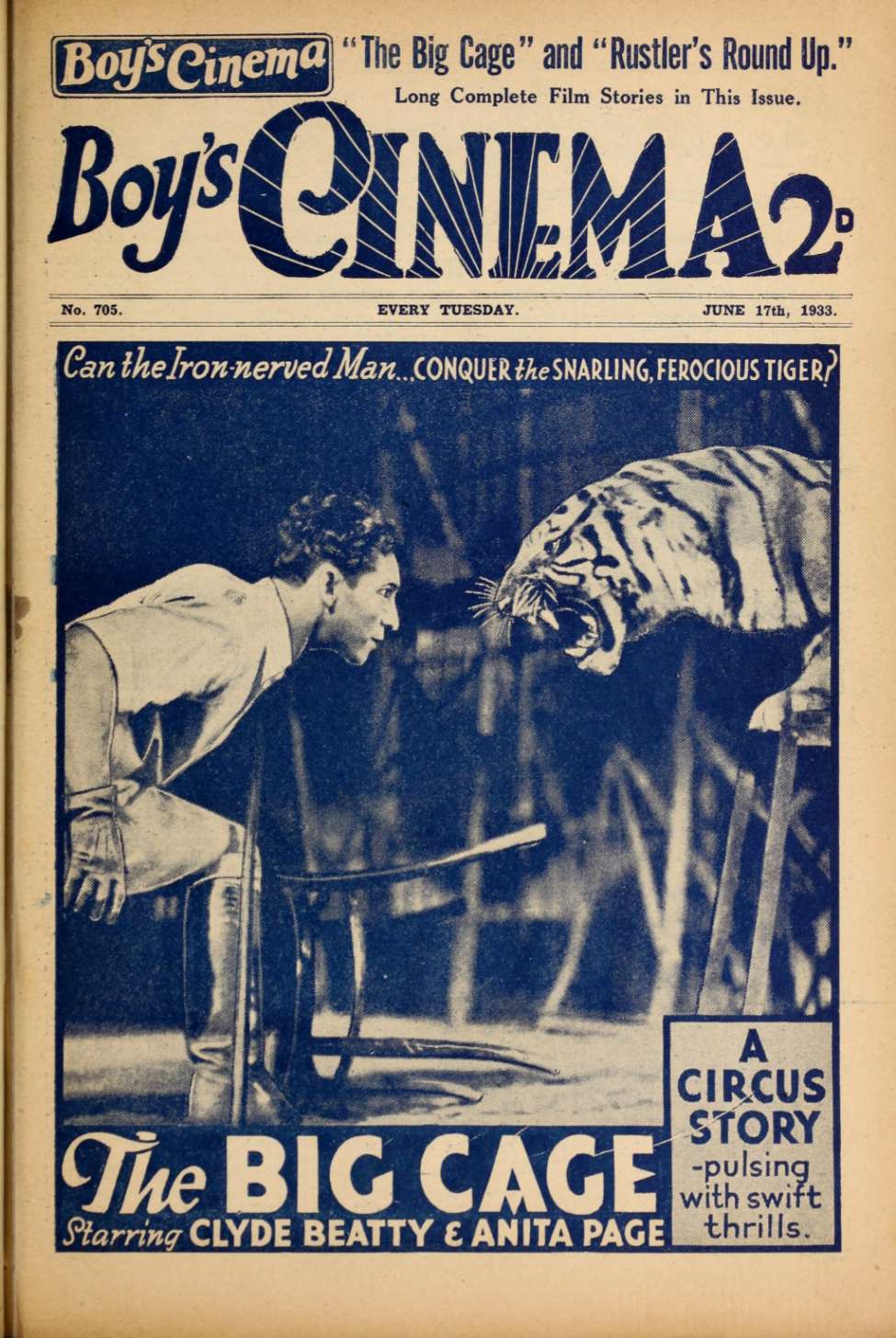 Comic Book Cover For Boy's Cinema 705 - The Big Cage - Clyde Beatty