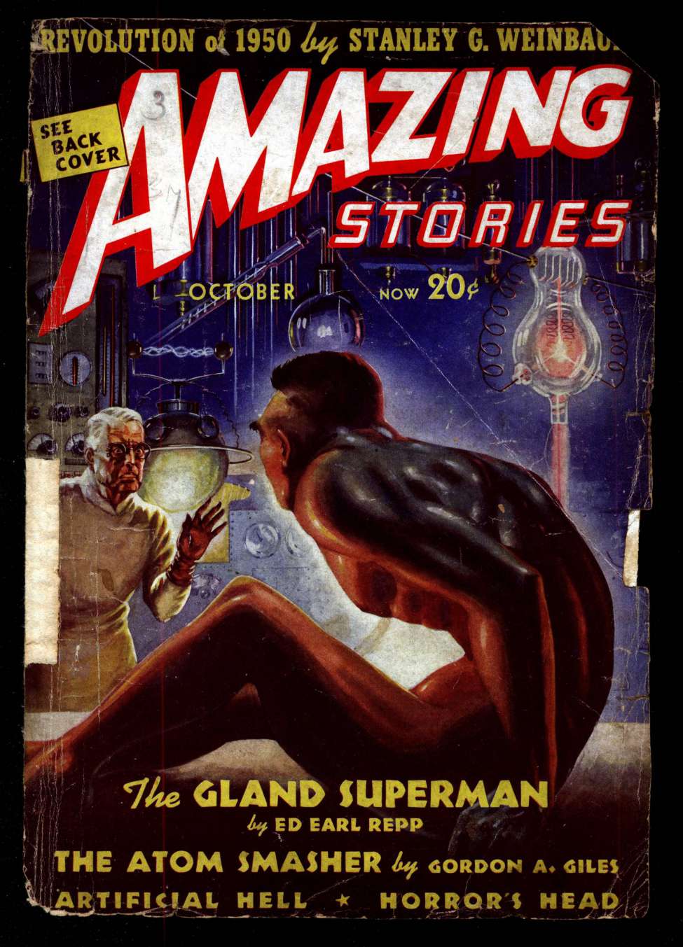 Book Cover For Amazing Stories v12 5 - The Gland Superman - Ed Earl Repp