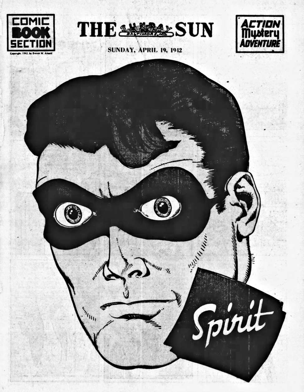 Comic Book Cover For The Spirit (1942-04-19) - Baltimore Sun (b/w)