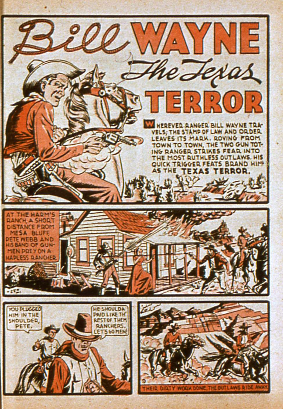 Comic Book Cover For Bill Wayne, The Texas Terror (Lev Gleason)