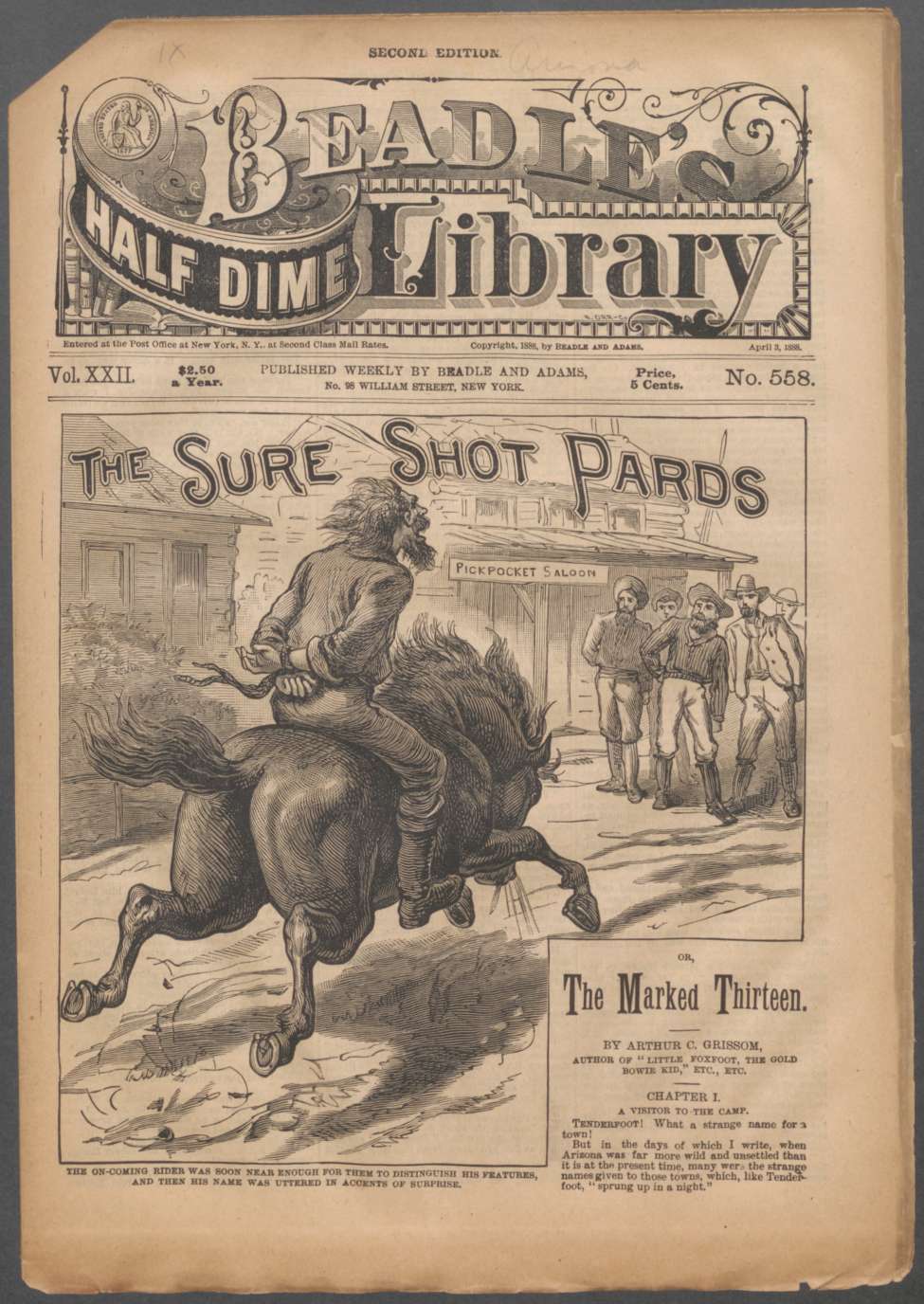 Book Cover For Beadle's Half Dime Library 558 - Sure Shot Pards