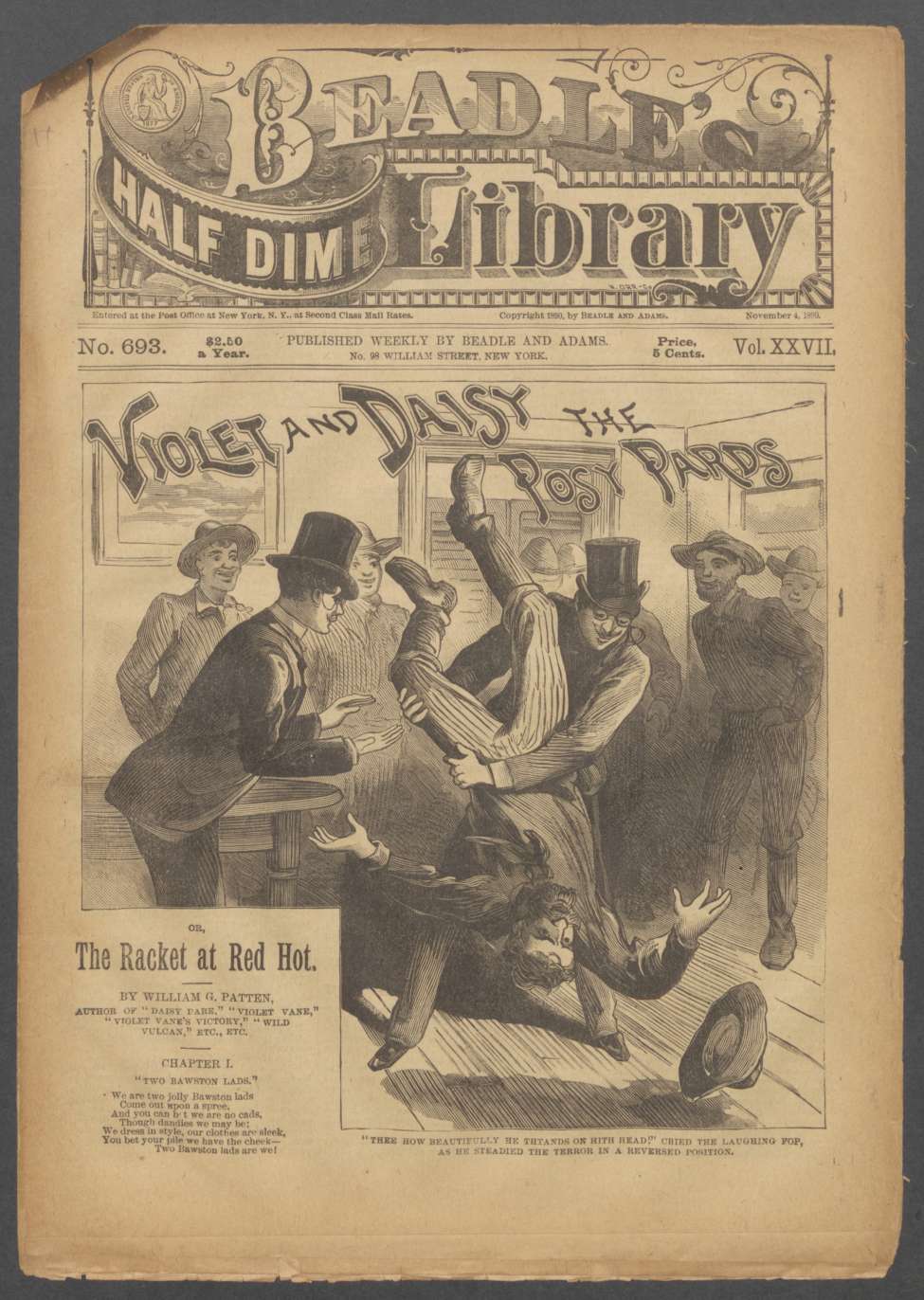 Book Cover For Beadle's Half Dime Library 693 - Violet and Daisy, the Posy Pards