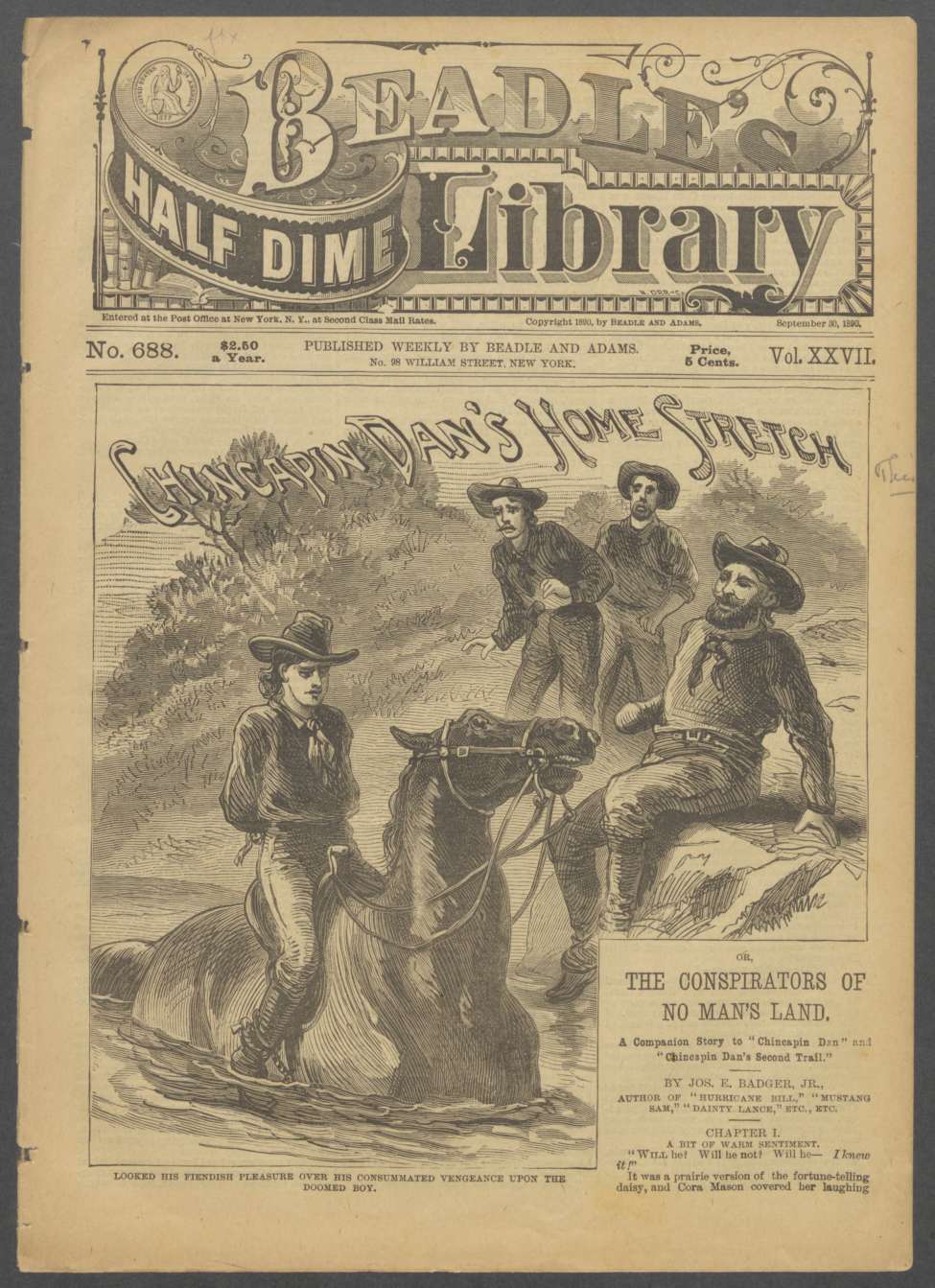 Book Cover For Beadle's Half Dime Library 688 - Chincapin Dan's Home Stretch