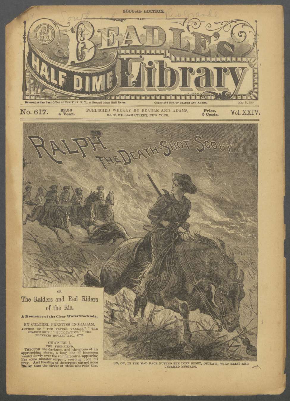 Book Cover For Beadle's Half Dime Library 617 - Ralph, the Death-Shot Scout