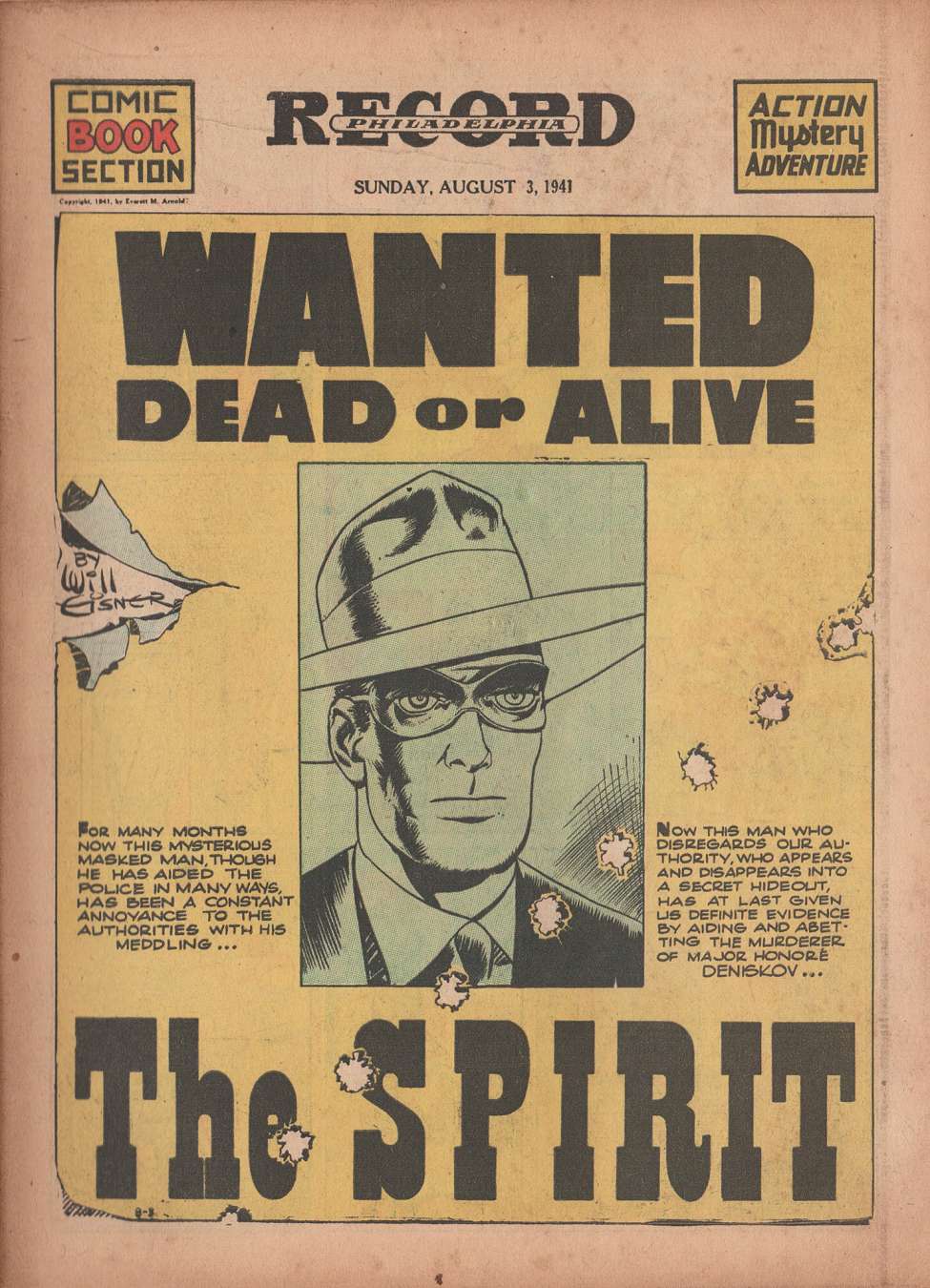 Comic Book Cover For The Spirit (1941-08-03) - Philadelphia Record