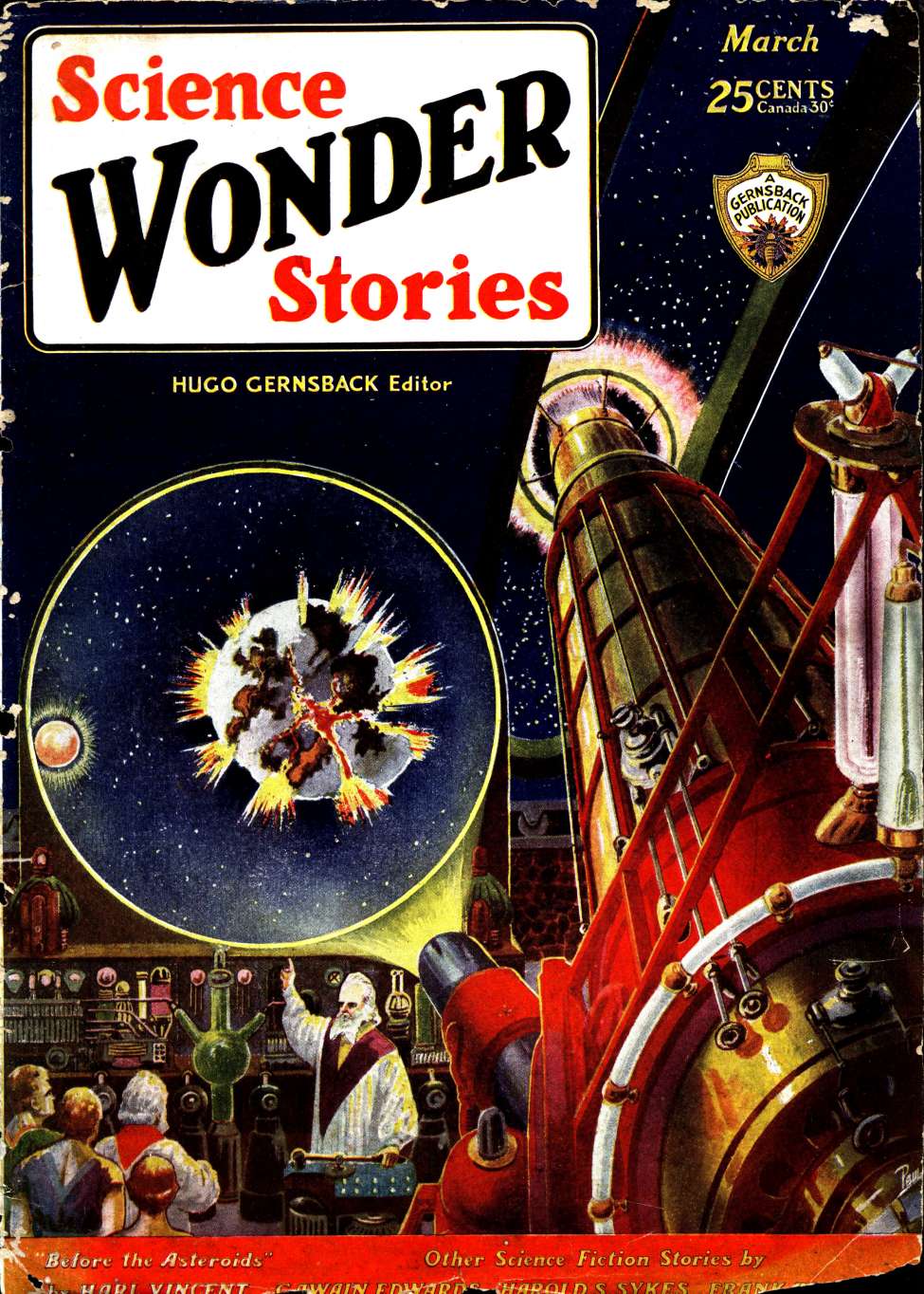 Comic Book Cover For Science Wonder Stories 10 - Before the Asteroids - Harl Vincent