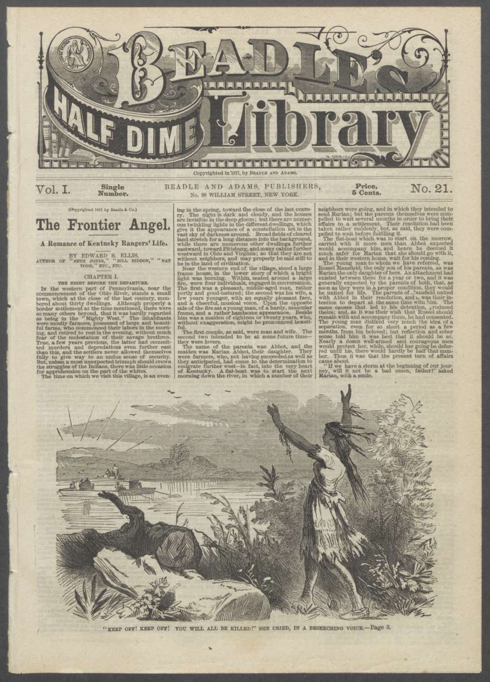Book Cover For Beadle's Half Dime Library 21 - The Frontier Angel