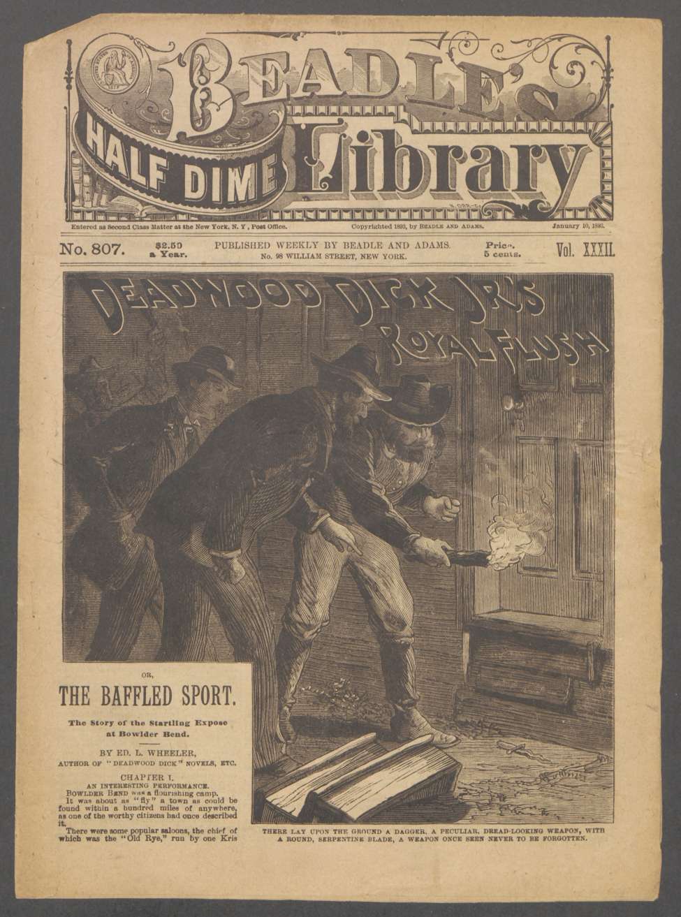 Book Cover For Beadle's Half Dime Library 807 - Deadwood Dick Jr.'s Royal Flush