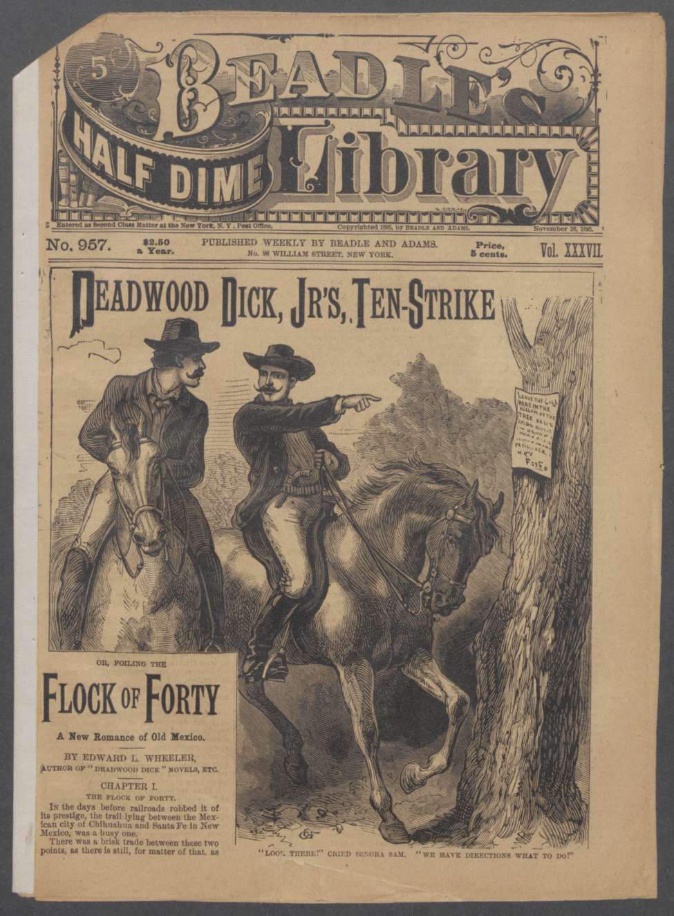 Book Cover For Beadle's Half Dime Library 957 - Deadwood Dick Jr.'s Ten-Strike