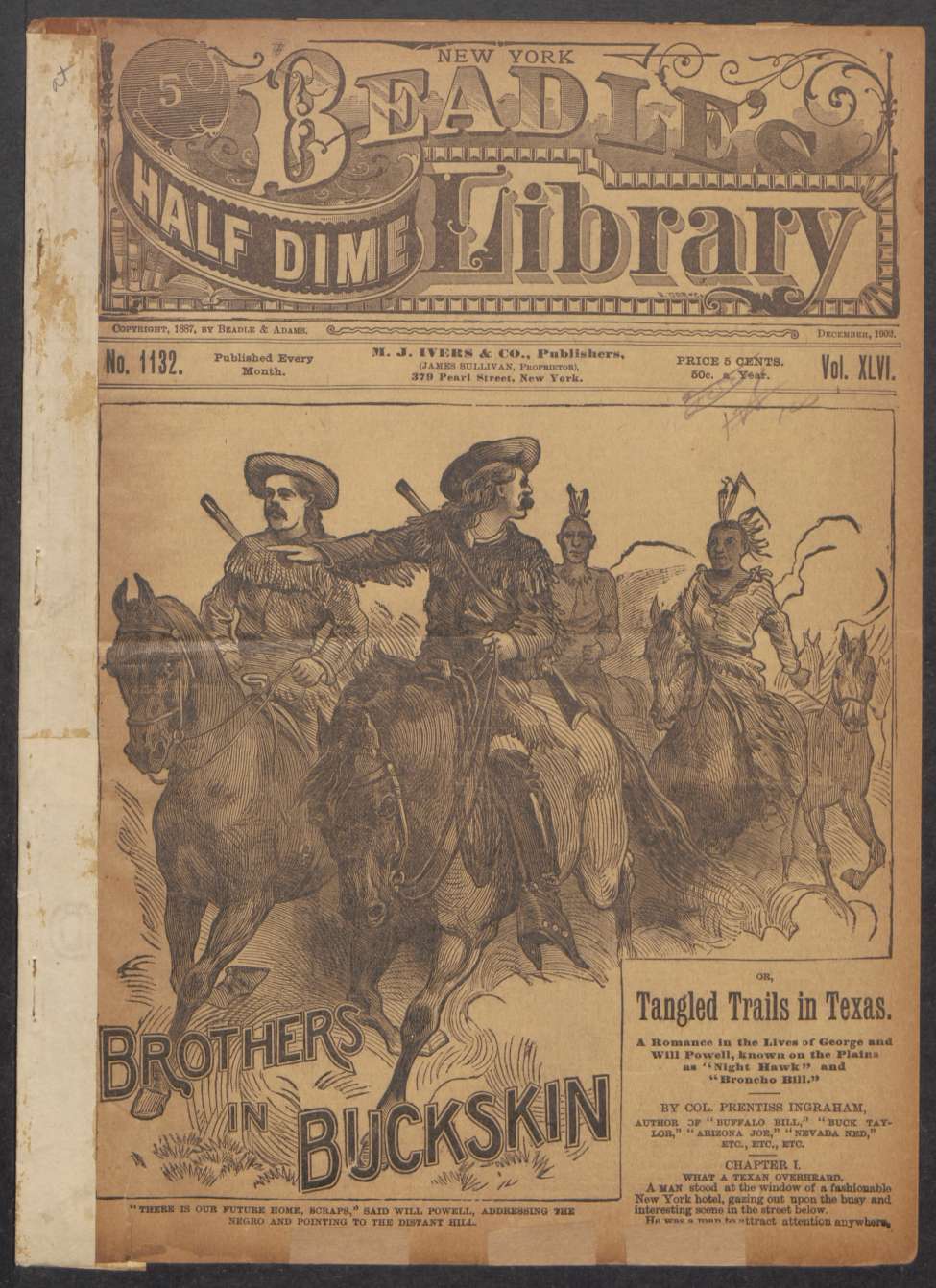 Book Cover For Beadle's Half Dime Library 1132 - Brothers in Buckskin