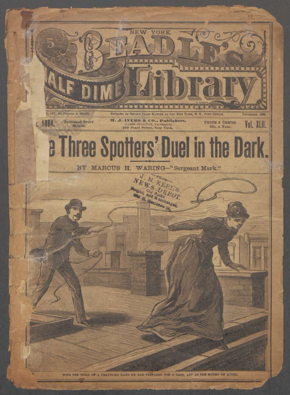 Book Cover For Beadle's Half Dime Library 1084 - The Three Spotters' Duel in the Dark