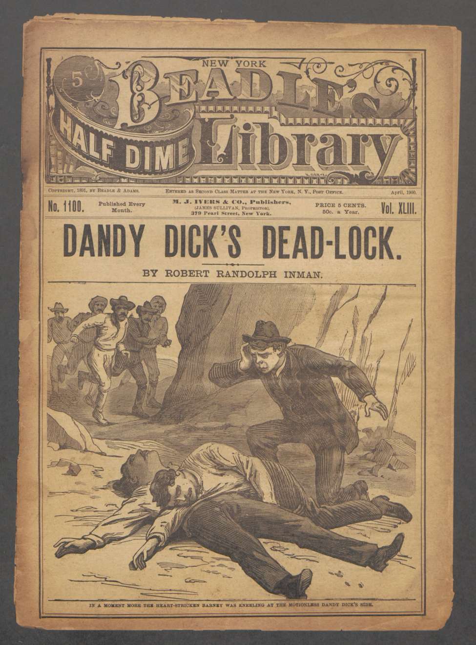 Book Cover For Beadle's Half Dime Library 1100 - Dandy Dick's Dead-Lock