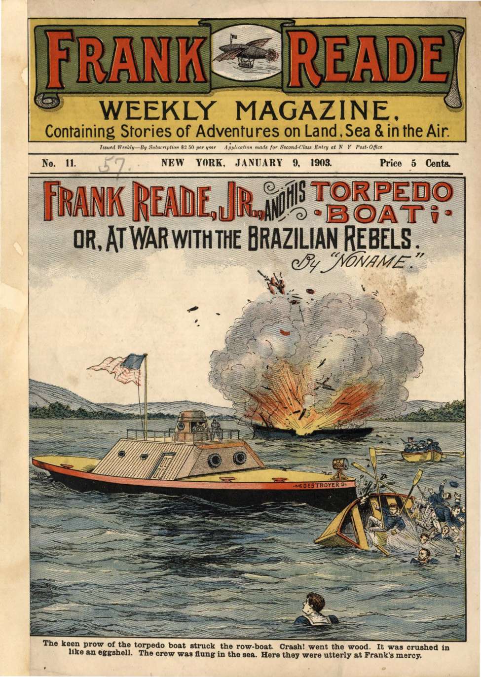 Book Cover For v1 11 - Frank Reade, Jr., and His Torpedo Boat