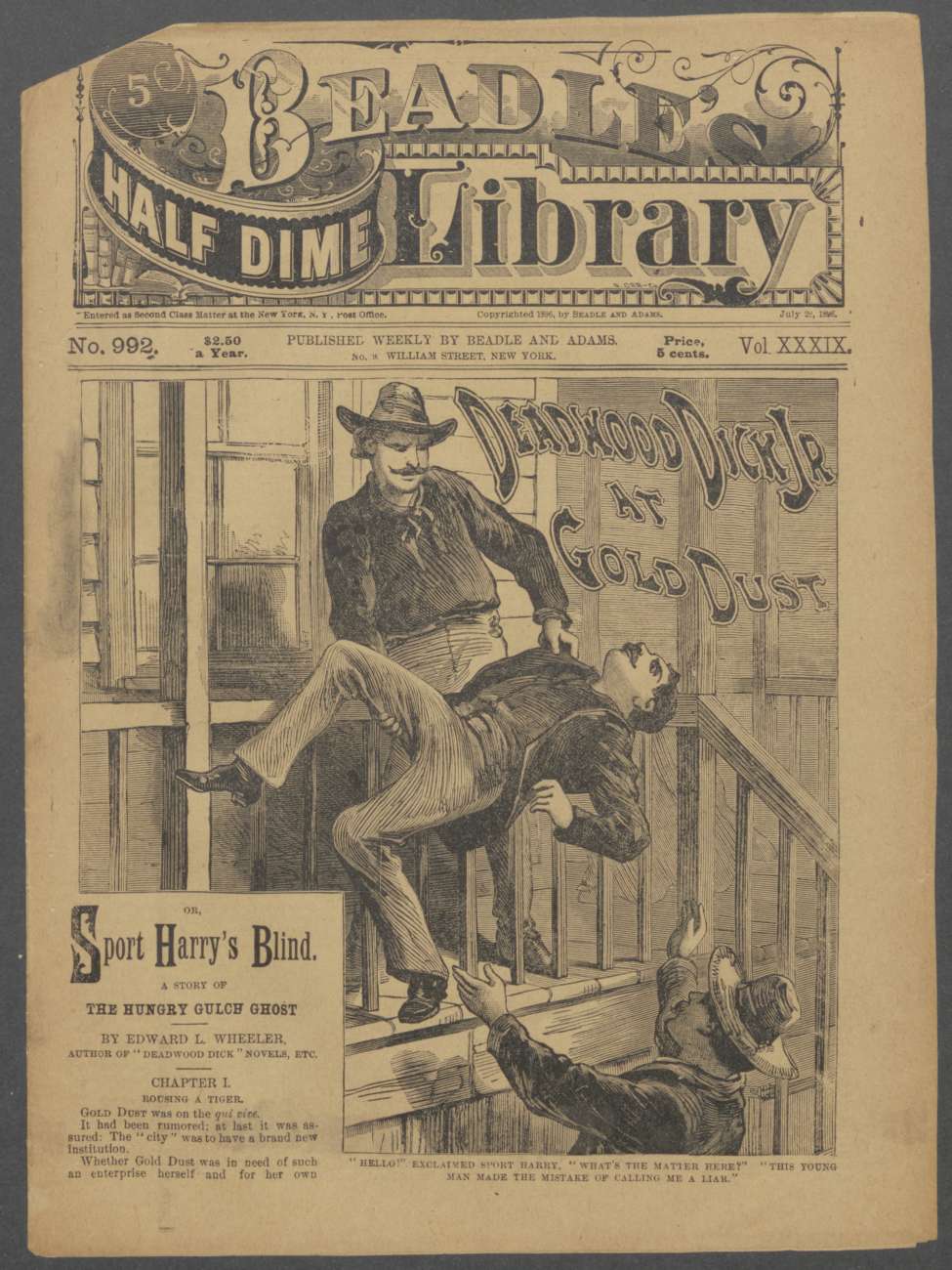Book Cover For Beadle's Half Dime Library 992 - Deadwood Dick Jr. at Gold Dust