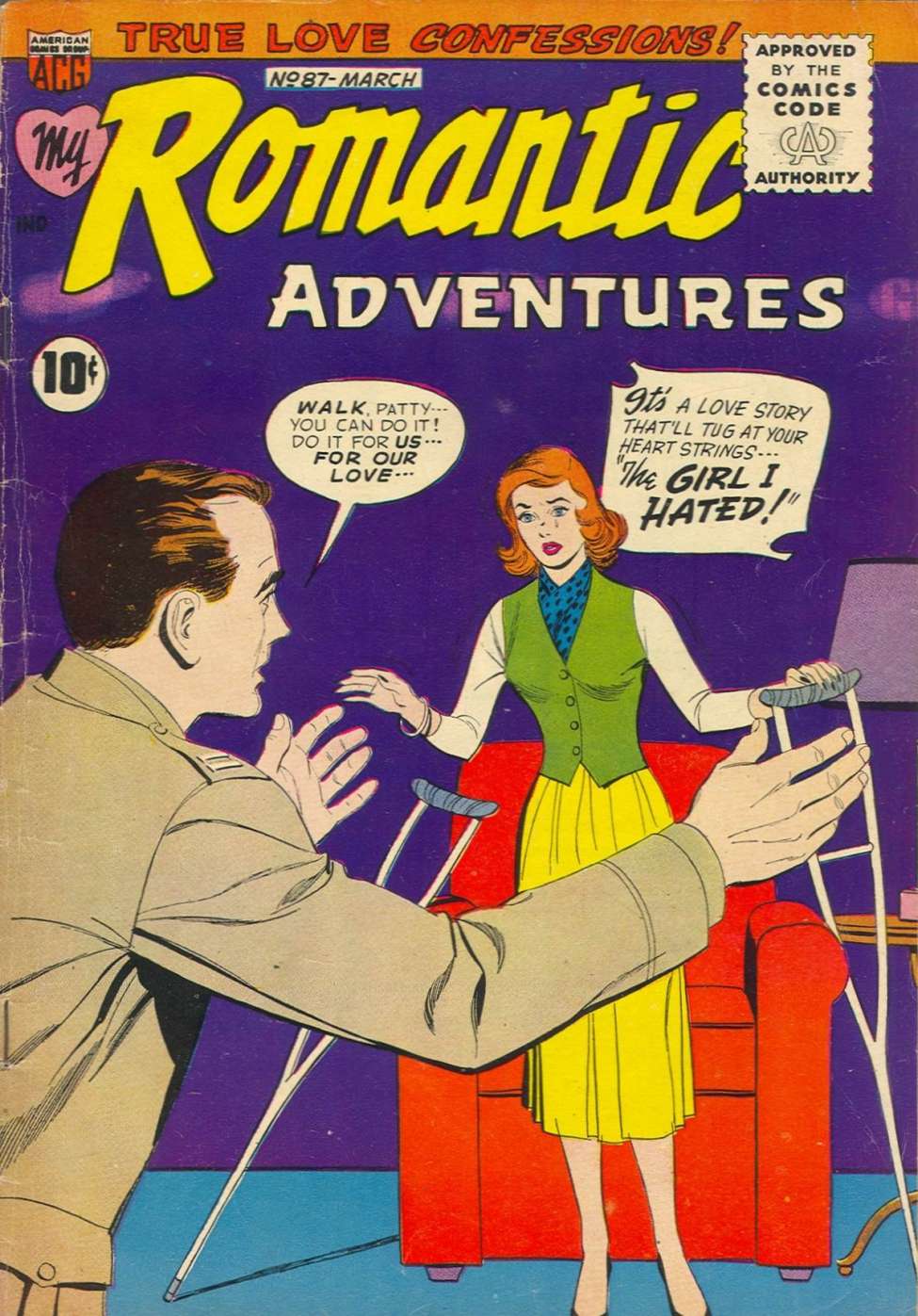 Adventures romance. American Love story. 1950'S Adventures Romantic Comics.