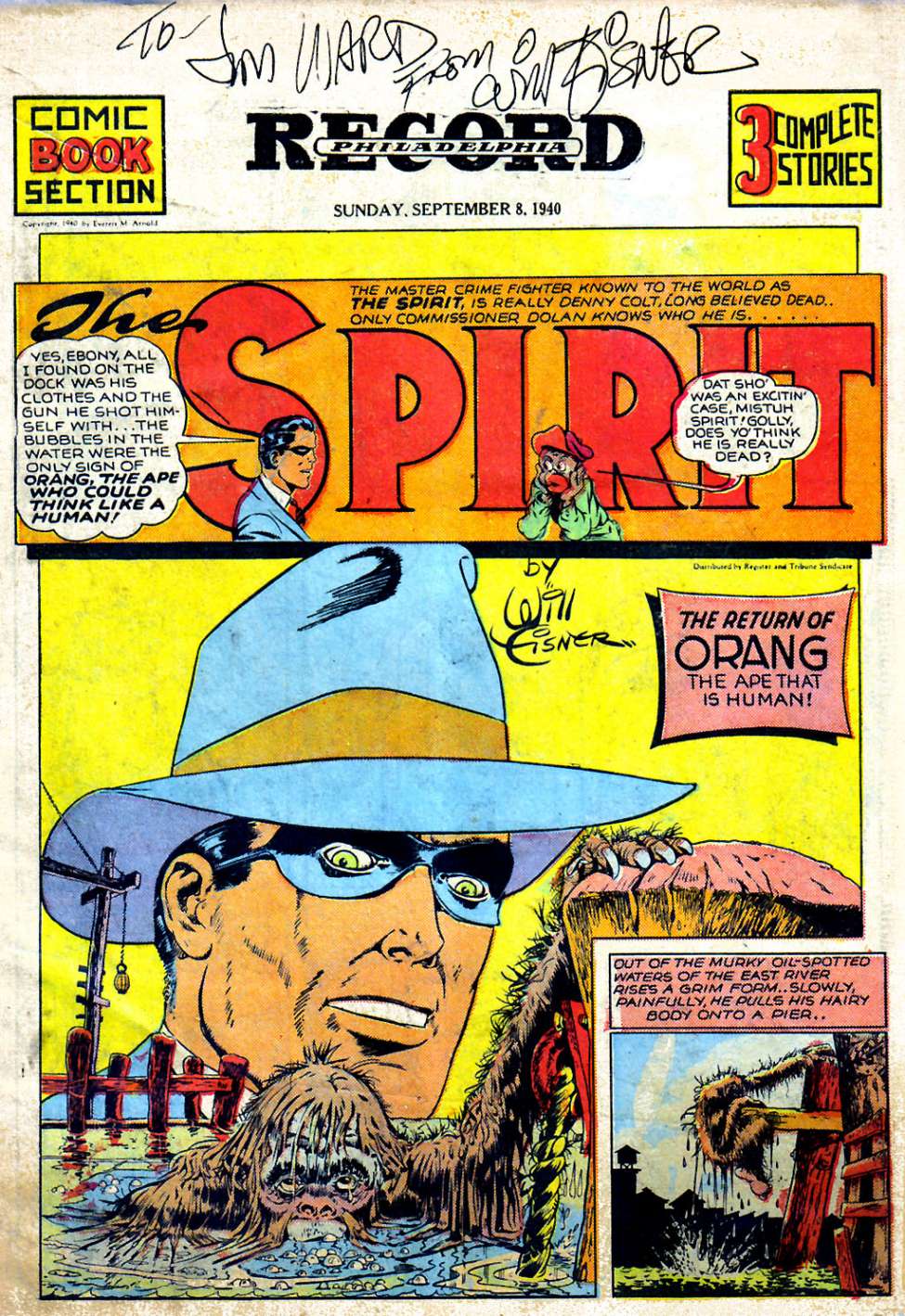 Comic Book Cover For The Spirit (1940-09-08) - Philadelphia Record