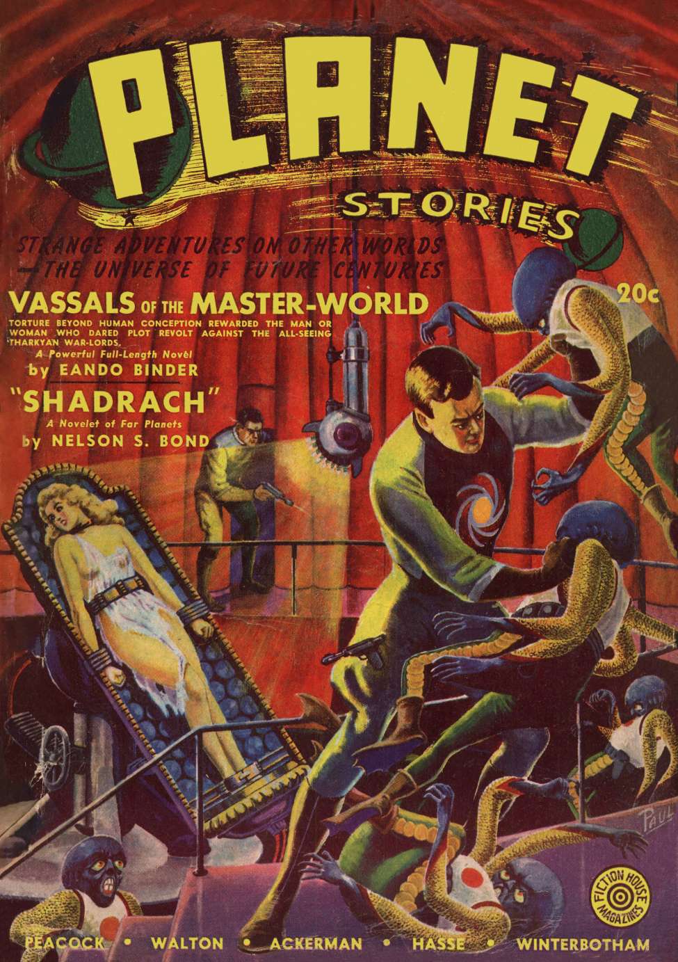 Book Cover For Planet Stories v1 8 - Vassals of the Master World - Eando Binder