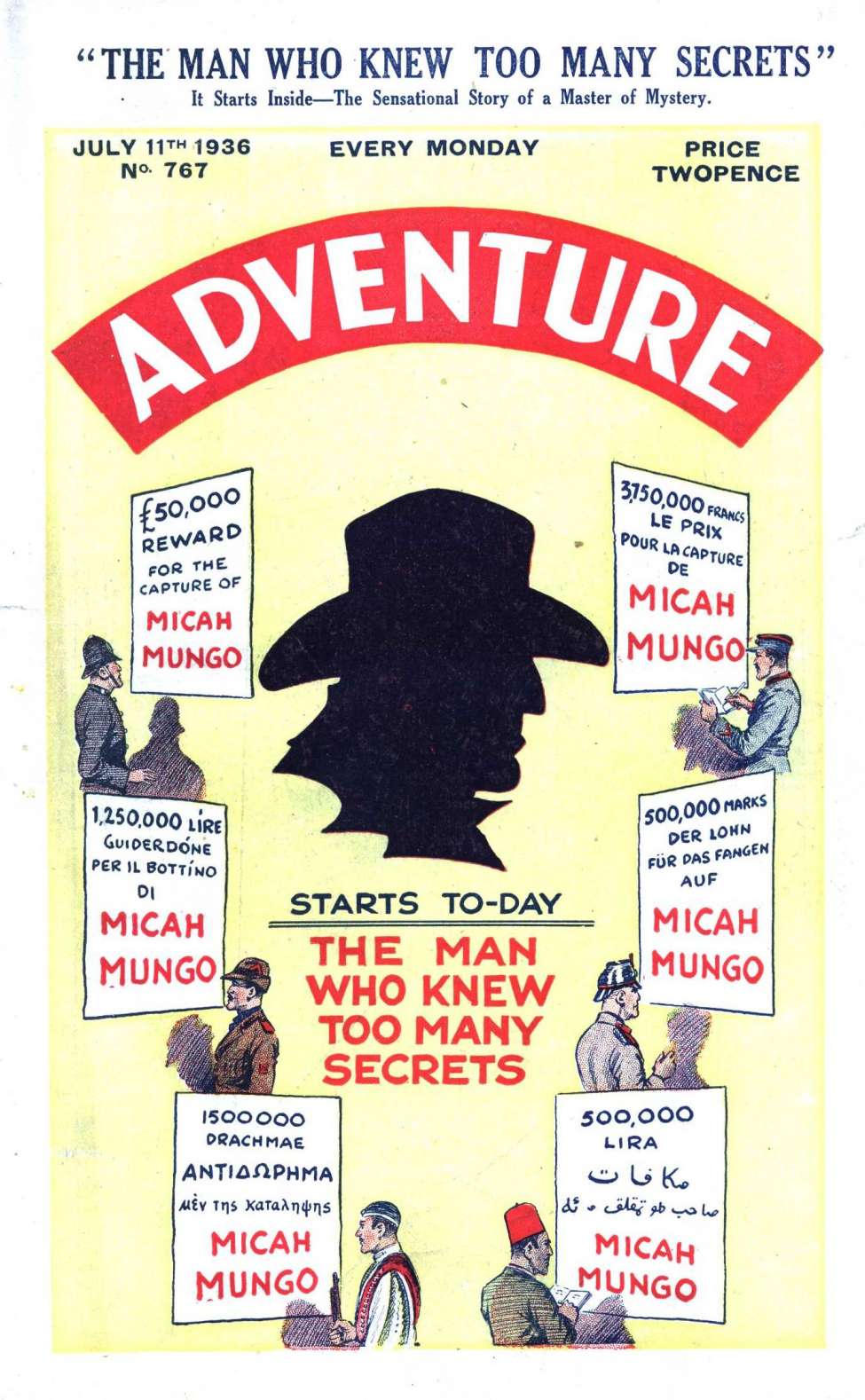 Comic Book Cover For Adventure 767 - The Man Who Knew Too Many Secrets