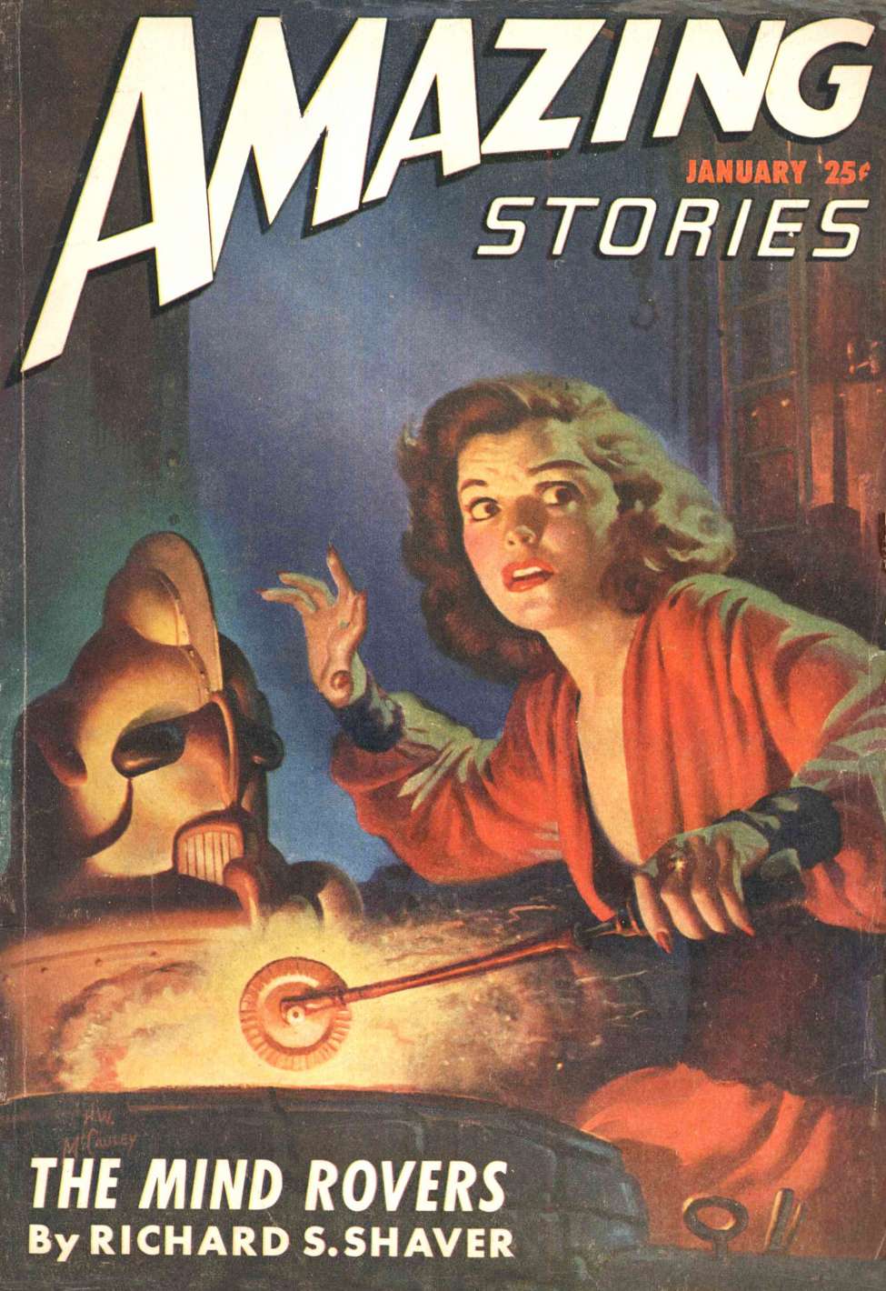 Comic Book Cover For Amazing Stories v21 1 - The Mind Rovers - Richard S. Shaver