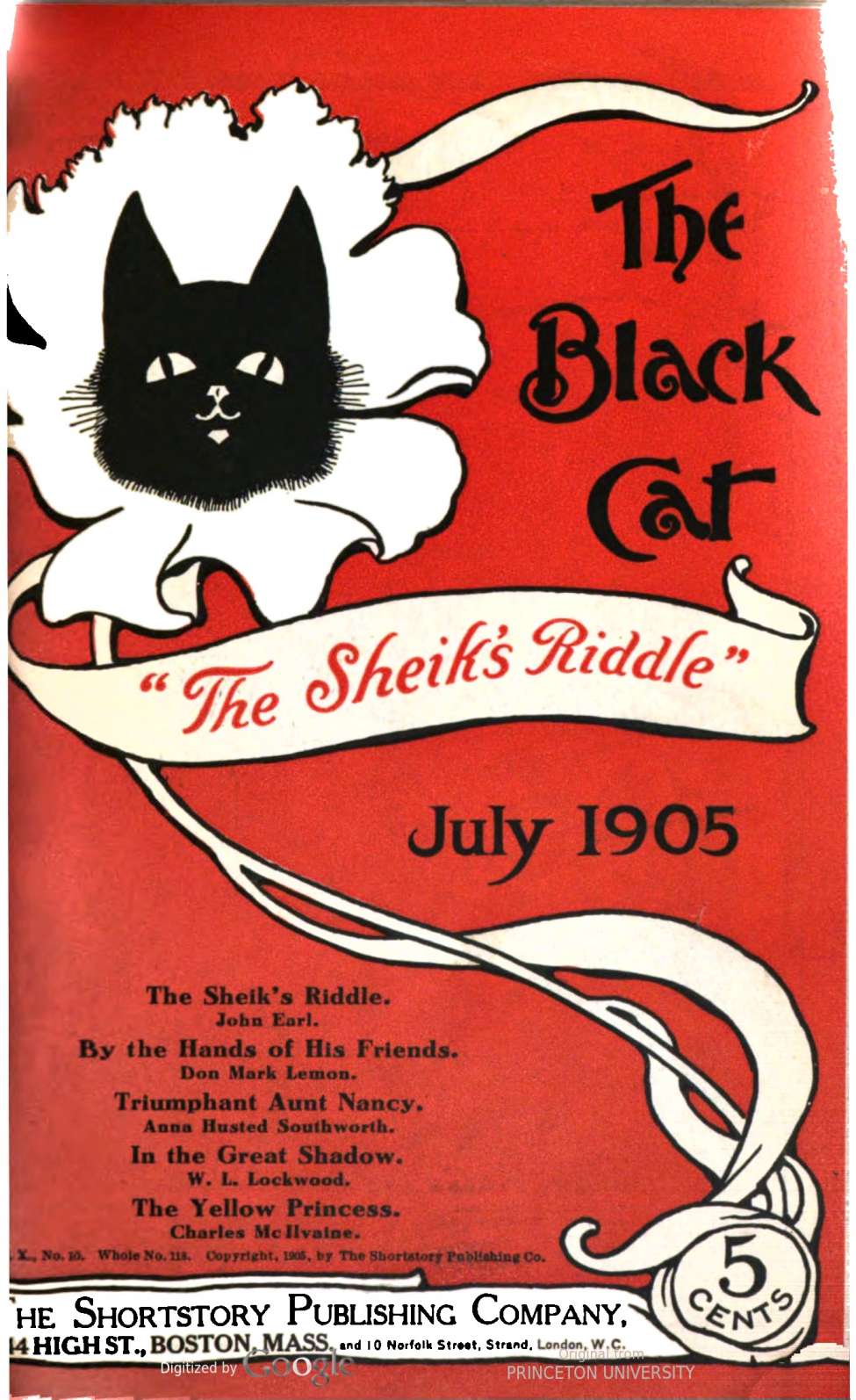 Book Cover For The Black Cat v10 10 - The Sheik’s Riddle - John Earl