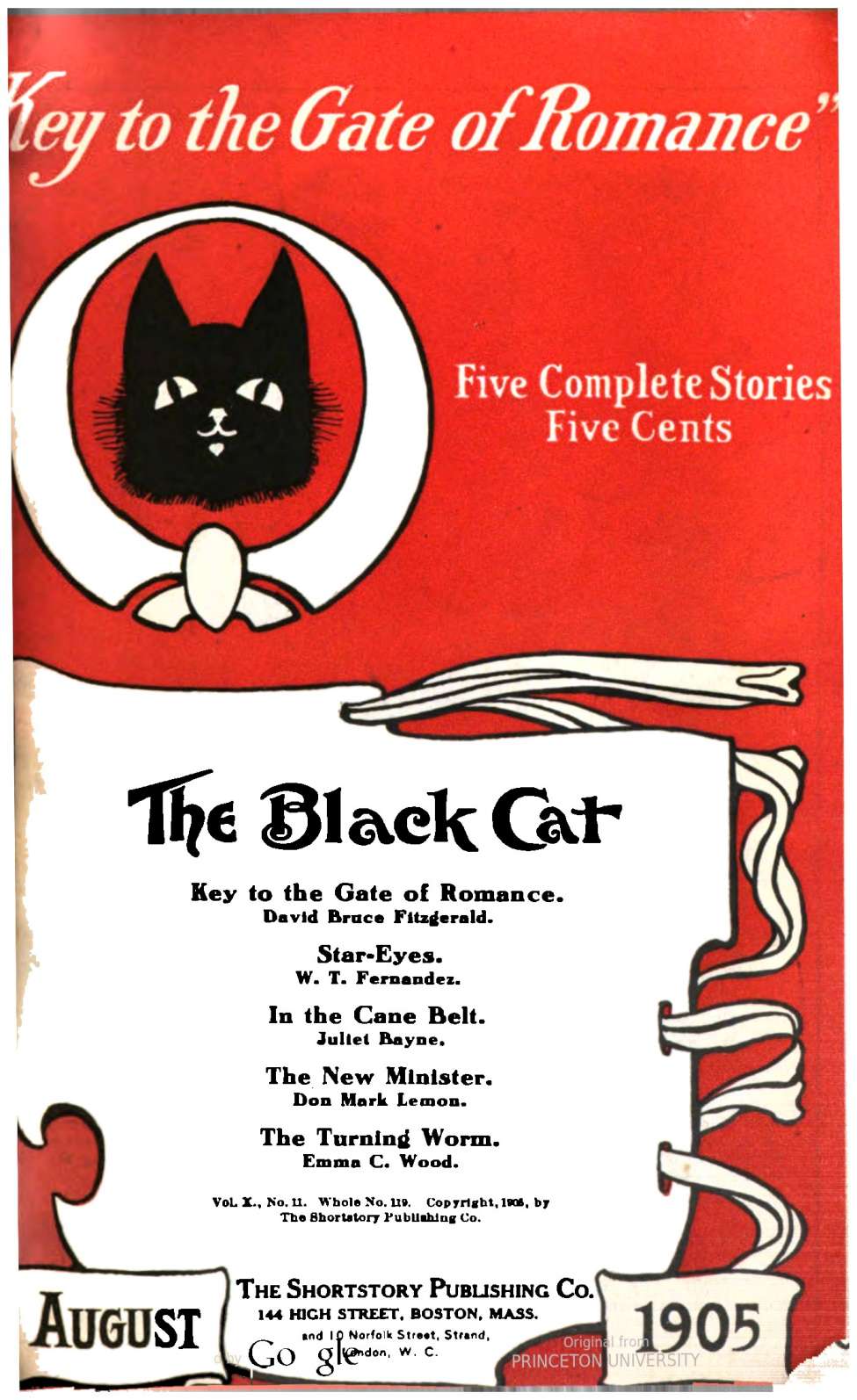Book Cover For The Black Cat v10 11 - Key to the Gate of Romance - David Bruce Fitzgerald