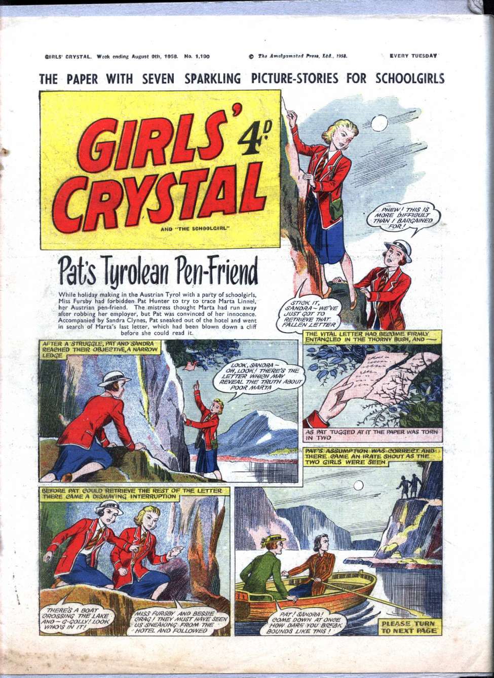 Comic Book Cover For Girls' Crystal 1190 - Pat's Tyrolean Pen-Friend