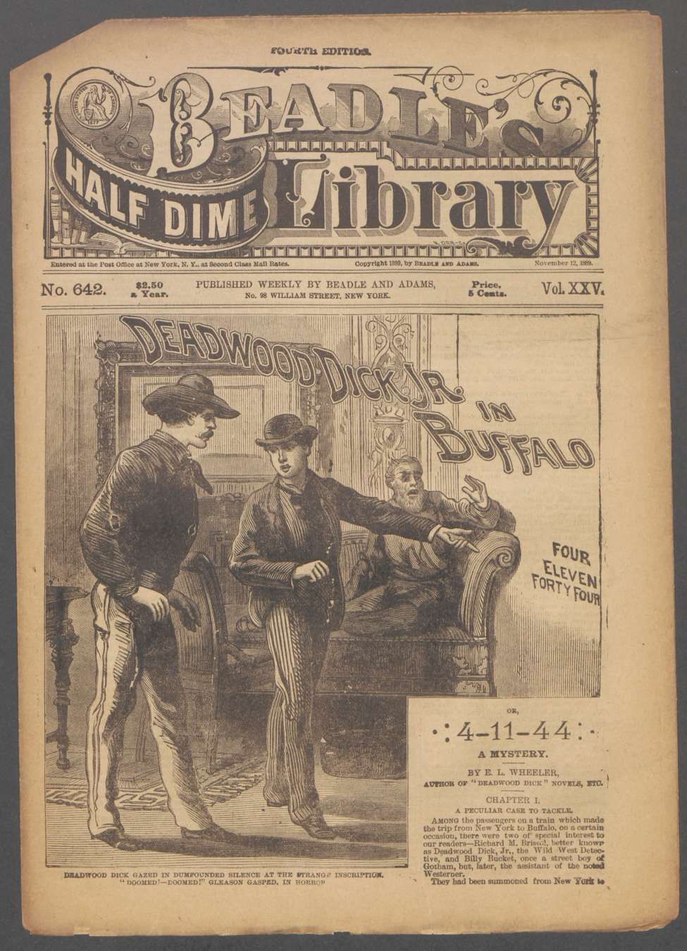 Book Cover For Beadle's Half Dime Library 642 - Deadwood Dick Jr. In Buffalo