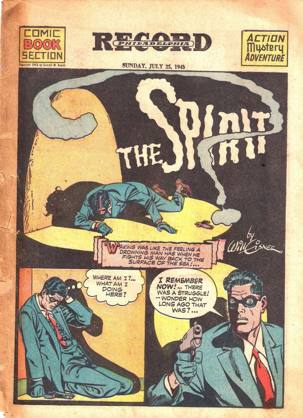 Comic Book Cover For The Spirit (1943-07-25) - Philadelphia Record