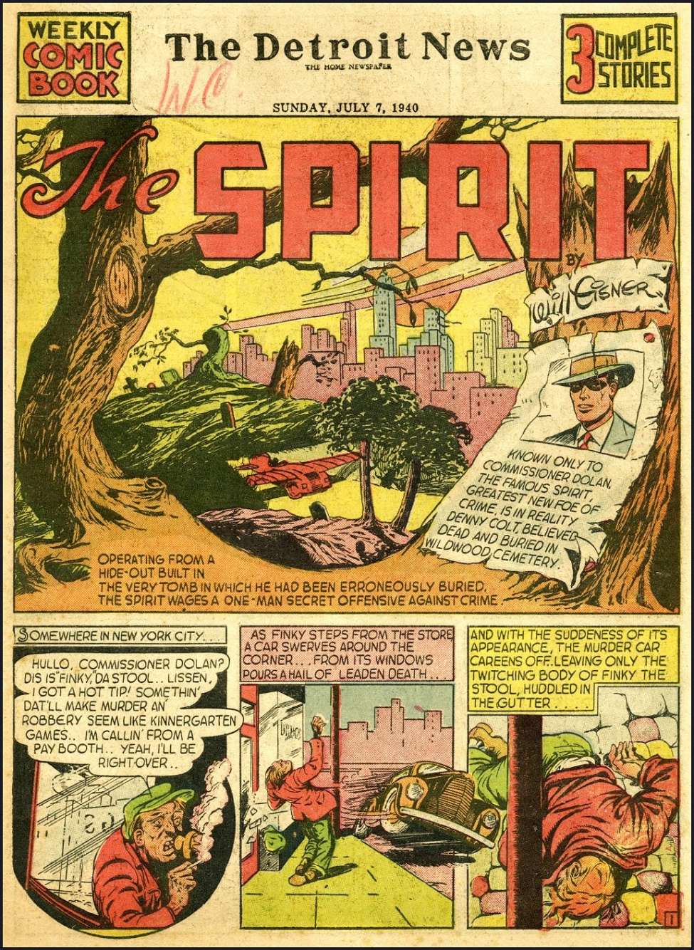 Comic Book Cover For The Spirit (1940-07-07) - Detroit News