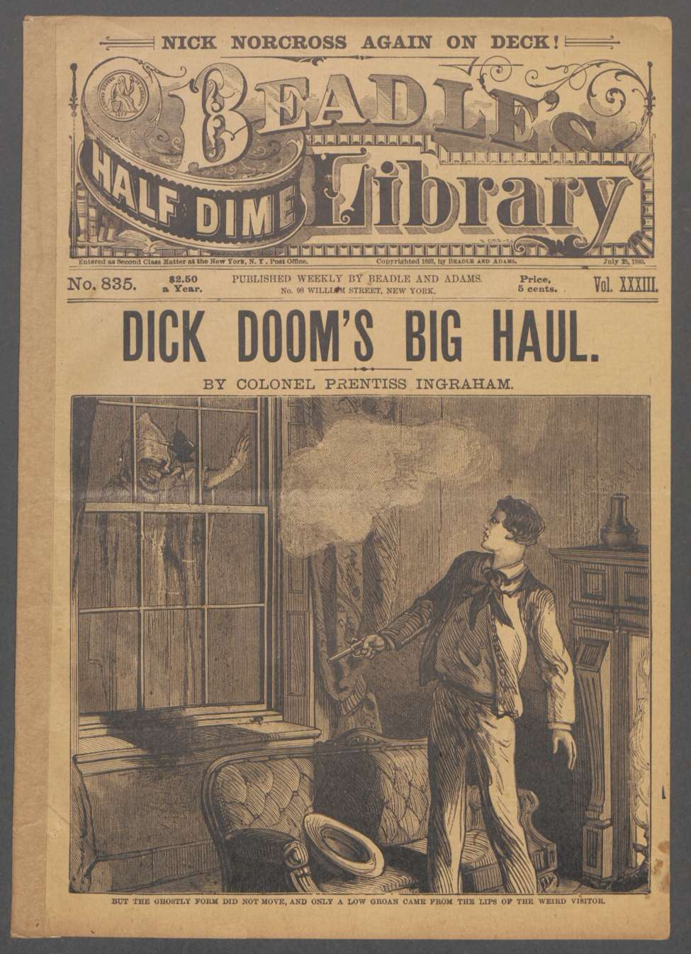 Book Cover For Beadle's Half Dime Library 835 - Dick Doom's Big Haul