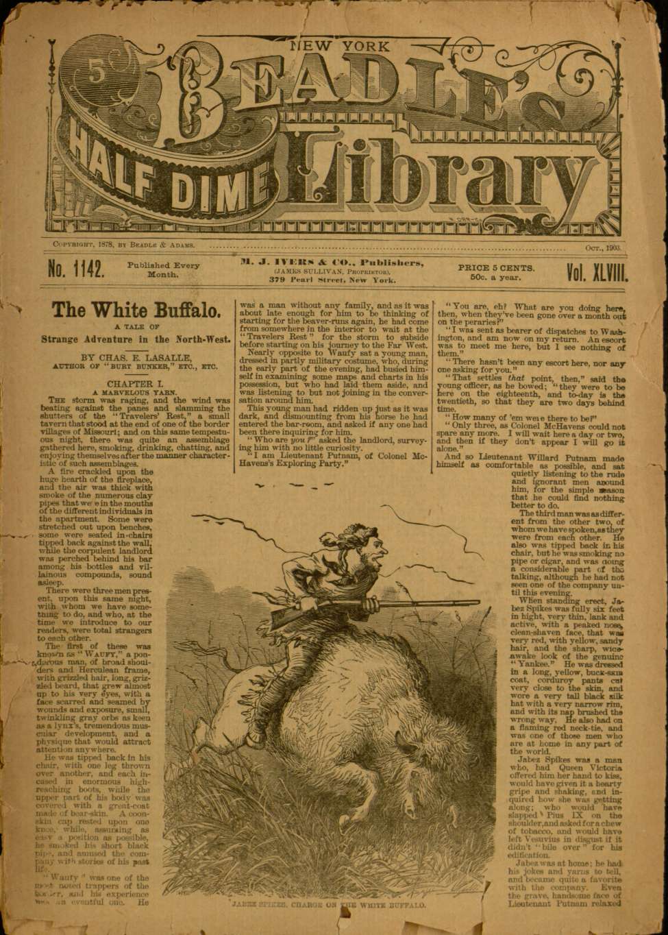 Book Cover For Beadle's Half Dime Library 1142 - White Buffalo