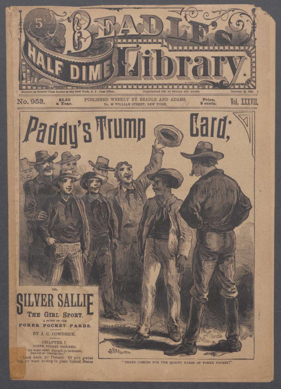 Book Cover For Beadle's Half Dime Library 953 - Paddy's Trump Card